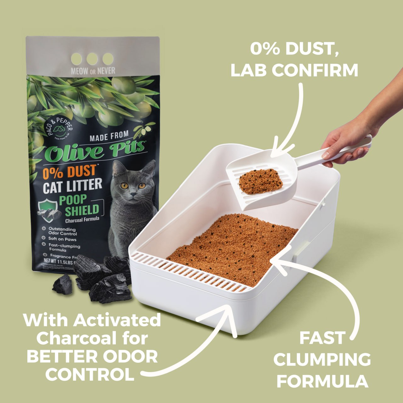 Olive Pit Cat Litter